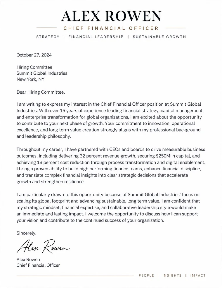 Sample cover letter in the TalentScript house style